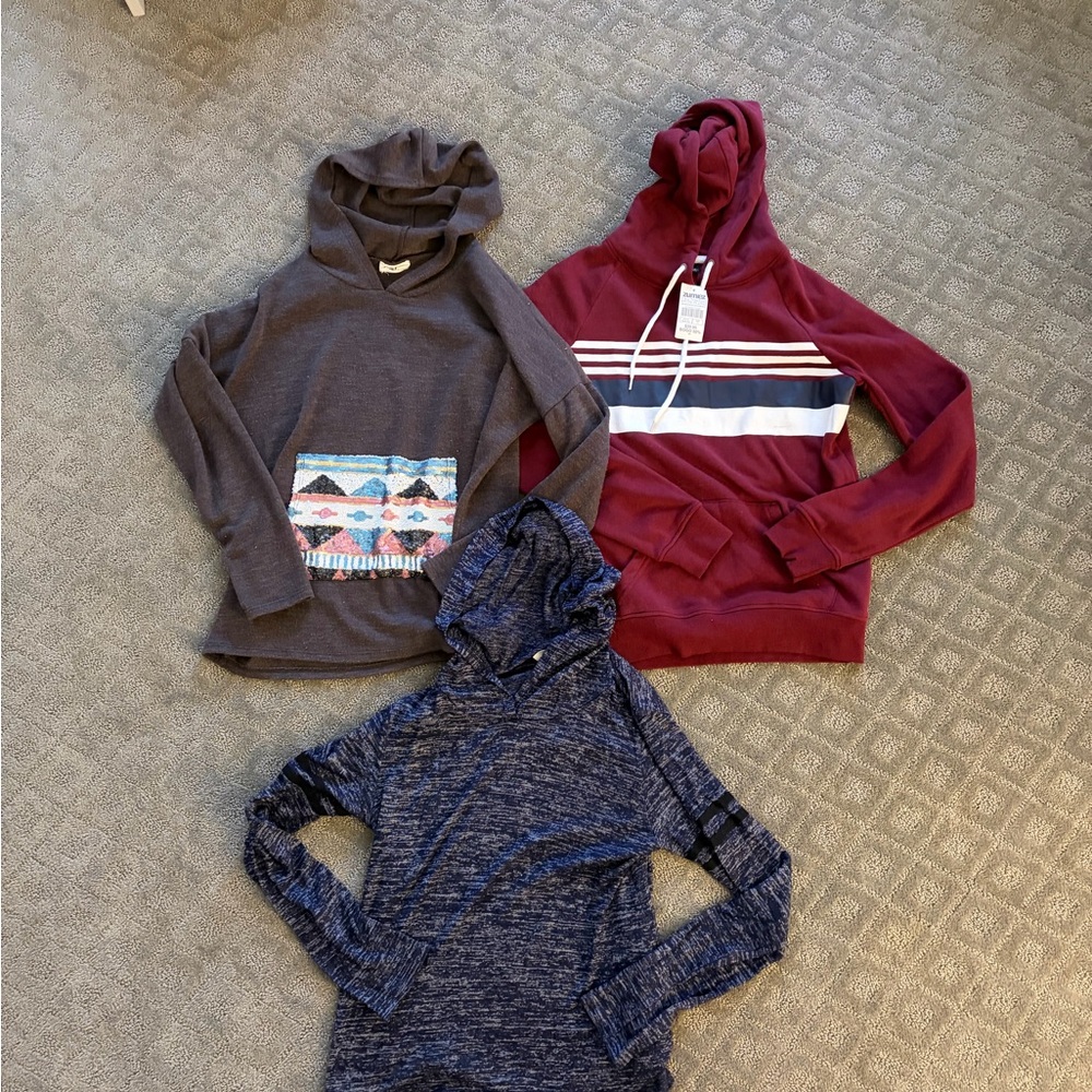 Bundle Set of Three Hoodies - Gray, Red, and Blue
